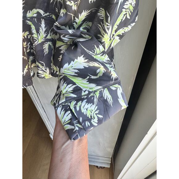 Free People Intimates Top Sz L Silky Print Loungewear Peplum in Gray Green - Picture 3 of 6